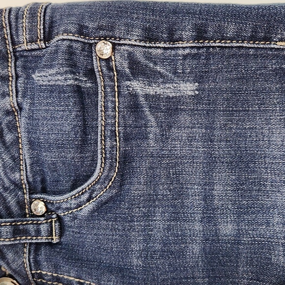 L.A. Idol Boot Cut Rhinestone Distressed Skinny Long Tall Jeans (Size 9 - 31x34) - Picture 8 of 15